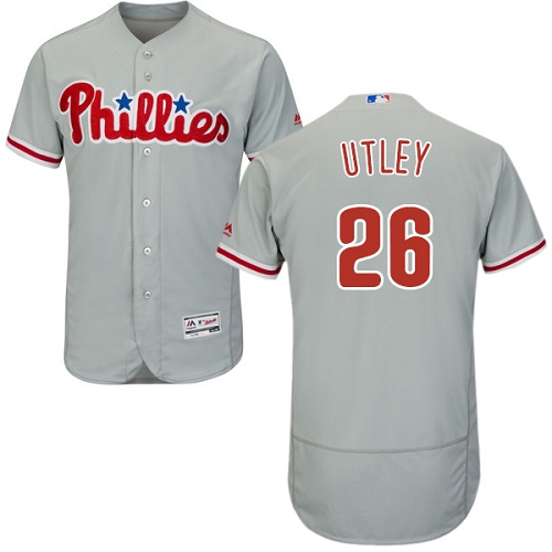 Phillies #26 Chase Utley Grey Flexbase Authentic Collection Stitched MLB Jersey - Click Image to Close